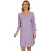 imageWiWi Bamboo Viscose Nightgowns for Women 34 Sleeve Nightshirts Sleep Shirt Plus Size Sleepwear Pajamas Dress S4XEviolet