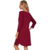 imageWiWi Bamboo Viscose Nightgowns for Women 34 Sleeve Nightshirts Sleep Shirt Plus Size Sleepwear Pajamas Dress S4XEwine