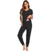 imageWiWi Pajamas for Women Soft Pajama Sets Short Sleeve Tops with Jogger Pants Viscose from Bamboo Pjs SXXLAblack