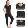 imageWiWi Pajamas for Women Soft Pajama Sets Short Sleeve Tops with Jogger Pants Viscose from Bamboo Pjs SXXLAblack