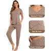 imageWiWi Pajamas for Women Soft Pajama Sets Short Sleeve Tops with Jogger Pants Viscose from Bamboo Pjs SXXLAcamel