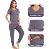 imageWiWi Pajamas for Women Soft Pajama Sets Short Sleeve Tops with Jogger Pants Viscose from Bamboo Pjs SXXLAdark Grey
