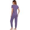 imageWiWi Pajamas for Women Soft Pajama Sets Short Sleeve Tops with Jogger Pants Viscose from Bamboo Pjs SXXLAlavender