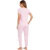 imageWiWi Pajamas for Women Soft Pajama Sets Short Sleeve Tops with Jogger Pants Viscose from Bamboo Pjs SXXLApink