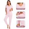 imageWiWi Pajamas for Women Soft Pajama Sets Short Sleeve Tops with Jogger Pants Viscose from Bamboo Pjs SXXLApink