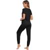 imageWiWi Pajamas for Women Soft Pajama Sets Short Sleeve Tops with Jogger Pants Viscose from Bamboo Pjs SXXLBblack