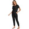 imageWiWi Pajamas for Women Soft Pajama Sets Short Sleeve Tops with Jogger Pants Viscose from Bamboo Pjs SXXLBblack