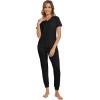 imageWiWi Pajamas for Women Soft Pajama Sets Short Sleeve Tops with Jogger Pants Viscose from Bamboo Pjs SXXLBblack
