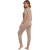 imageWiWi Pajamas for Women Soft Pajama Sets Short Sleeve Tops with Jogger Pants Viscose from Bamboo Pjs SXXLBcamel