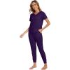 imageWiWi Pajamas for Women Soft Pajama Sets Short Sleeve Tops with Jogger Pants Viscose from Bamboo Pjs SXXLBdark Purple