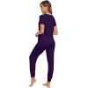 imageWiWi Pajamas for Women Soft Pajama Sets Short Sleeve Tops with Jogger Pants Viscose from Bamboo Pjs SXXLBdark Purple