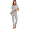 imageWiWi Pajamas for Women Soft Pajama Sets Short Sleeve Tops with Jogger Pants Viscose from Bamboo Pjs SXXLBlight Heather Grey
