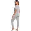 imageWiWi Pajamas for Women Soft Pajama Sets Short Sleeve Tops with Jogger Pants Viscose from Bamboo Pjs SXXLBlight Heather Grey