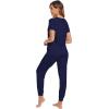 imageWiWi Pajamas for Women Soft Pajama Sets Short Sleeve Tops with Jogger Pants Viscose from Bamboo Pjs SXXLBnavy