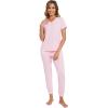 imageWiWi Pajamas for Women Soft Pajama Sets Short Sleeve Tops with Jogger Pants Viscose from Bamboo Pjs SXXLBpink