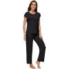 imageWiWi Soft Pajama Set for Women Short Sleeve Viscose from Bamboo Sleepwear Lightweight Loose Pajamas Pjs Sets SXXLAblack
