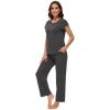 imageWiWi Soft Pajama Set for Women Short Sleeve Viscose from Bamboo Sleepwear Lightweight Loose Pajamas Pjs Sets SXXLAcharcoal Heather