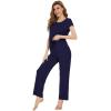 imageWiWi Soft Pajama Set for Women Short Sleeve Viscose from Bamboo Sleepwear Lightweight Loose Pajamas Pjs Sets SXXLAnavy