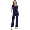 imageWiWi Soft Pajama Set for Women Short Sleeve Viscose from Bamboo Sleepwear Lightweight Loose Pajamas Pjs Sets SXXLAnavy