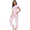 imageWiWi Soft Pajama Set for Women Short Sleeve Viscose from Bamboo Sleepwear Lightweight Loose Pajamas Pjs Sets SXXLApink