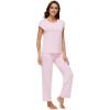 imageWiWi Soft Pajama Set for Women Short Sleeve Viscose from Bamboo Sleepwear Lightweight Loose Pajamas Pjs Sets SXXLApink