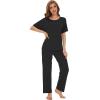 imageWiWi Soft Pajama Set for Women Short Sleeve Viscose from Bamboo Sleepwear Lightweight Loose Pajamas Pjs Sets SXXLBblack