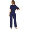 imageWiWi Soft Pajama Set for Women Short Sleeve Viscose from Bamboo Sleepwear Lightweight Loose Pajamas Pjs Sets SXXLBnavy