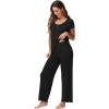 imageWiWi Soft Pajama Set for Women Short Sleeve Viscose from Bamboo Sleepwear Lightweight Loose Pajamas Pjs Sets SXXLCblack