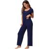 imageWiWi Soft Pajama Set for Women Short Sleeve Viscose from Bamboo Sleepwear Lightweight Loose Pajamas Pjs Sets SXXLCnavy