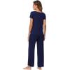 imageWiWi Soft Pajama Set for Women Short Sleeve Viscose from Bamboo Sleepwear Lightweight Loose Pajamas Pjs Sets SXXLCnavy