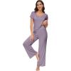 imageWiWi Soft Pajama Set for Women Short Sleeve Viscose from Bamboo Sleepwear Lightweight Loose Pajamas Pjs Sets SXXLCviolet