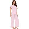 imageWiWi Soft Pajama Set for Women Short Sleeve Viscose from Bamboo Sleepwear Lightweight Loose Pajamas Pjs Sets SXXLEpink