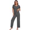 imageWiWi Soft Pajama Set for Women Short Sleeve Viscose from Bamboo Sleepwear Lightweight Loose Pajamas Pjs Sets SXXLFcharcoal Heather