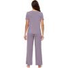 imageWiWi Soft Pajama Set for Women Short Sleeve Viscose from Bamboo Sleepwear Lightweight Loose Pajamas Pjs Sets SXXLFviolet