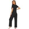 imageWiWi Womens Short Sleeve Pajama Sets Viscose from Bamboo Sleepwear Ladies Soft Loungewear Set Pjs with Pockets SXXLBlack