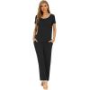 imageWiWi Womens Short Sleeve Pajama Sets Viscose from Bamboo Sleepwear Ladies Soft Loungewear Set Pjs with Pockets SXXLBlack