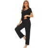 imageWiWi Womens Short Sleeve Pajama Sets Viscose from Bamboo Sleepwear Ladies Soft Loungewear Set Pjs with Pockets SXXLBlack