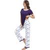imageWiWi Womens Short Sleeve Pajama Sets Viscose from Bamboo Sleepwear Ladies Soft Loungewear Set Pjs with Pockets SXXLDark Purple Dots