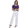 imageWiWi Womens Short Sleeve Pajama Sets Viscose from Bamboo Sleepwear Ladies Soft Loungewear Set Pjs with Pockets SXXLDark Purple Dots