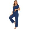 imageWiWi Womens Short Sleeve Pajama Sets Viscose from Bamboo Sleepwear Ladies Soft Loungewear Set Pjs with Pockets SXXLInk Blue