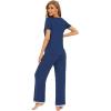 imageWiWi Womens Short Sleeve Pajama Sets Viscose from Bamboo Sleepwear Ladies Soft Loungewear Set Pjs with Pockets SXXLInk Blue