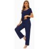 imageWiWi Womens Short Sleeve Pajama Sets Viscose from Bamboo Sleepwear Ladies Soft Loungewear Set Pjs with Pockets SXXLNavy
