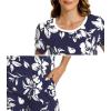 imageWiWi Womens Short Sleeve Pajama Sets Viscose from Bamboo Sleepwear Ladies Soft Loungewear Set Pjs with Pockets SXXLNavy Floral