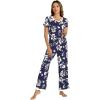 imageWiWi Womens Short Sleeve Pajama Sets Viscose from Bamboo Sleepwear Ladies Soft Loungewear Set Pjs with Pockets SXXLNavy Floral
