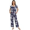 imageWiWi Womens Short Sleeve Pajama Sets Viscose from Bamboo Sleepwear Ladies Soft Loungewear Set Pjs with Pockets SXXLNavy Floral