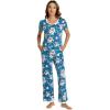 imageWiWi Womens Short Sleeve Pajama Sets Viscose from Bamboo Sleepwear Ladies Soft Loungewear Set Pjs with Pockets SXXLTeal BluePeony