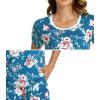 imageWiWi Womens Short Sleeve Pajama Sets Viscose from Bamboo Sleepwear Ladies Soft Loungewear Set Pjs with Pockets SXXLTeal BluePeony