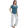 imageWiWi Womens Short Sleeve Pajama Sets Viscose from Bamboo Sleepwear Ladies Soft Loungewear Set Pjs with Pockets SXXLWhiteGreen Dots