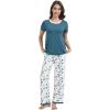 imageWiWi Womens Short Sleeve Pajama Sets Viscose from Bamboo Sleepwear Ladies Soft Loungewear Set Pjs with Pockets SXXLWhiteGreen Dots