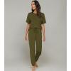 imageWiWi Womens Tracksuit Set Viscose from Bamboo Loungewear 2 Piece Outfit Long Pants Jogger Sets SXXLAdark Army Green